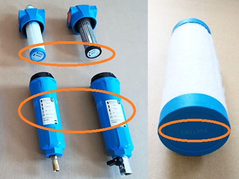Walker滤芯型号在滤芯端盖和过滤器壳体上